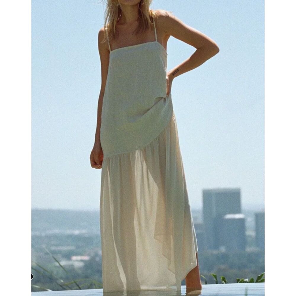 NWOT VRG GIRL Nora Linen Maxi Dress in Natural Women's Size US 8